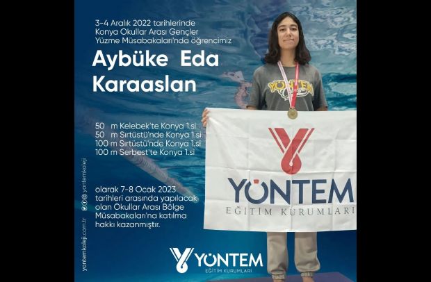 öğrencimiz Aybüke  Eda  Karaaslan  7-8 Ocak 2023 tarihleri arasında yapılacak olan Okullar Arası Bölge Müsabakaları'na katılma hakkı kazanmıştır... 