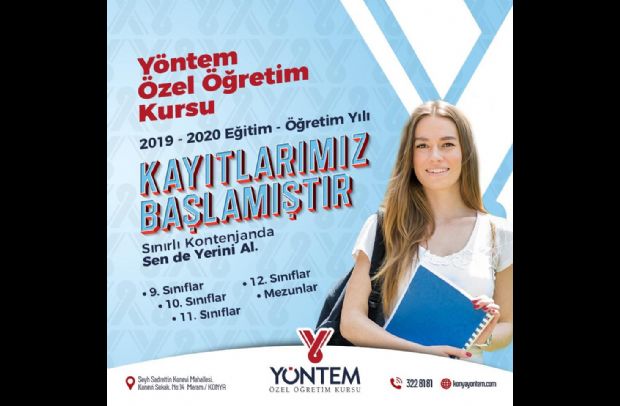 Yöntem Özel Öğretim Kursları 2019- 2020 Eğitim - Öğretim yılı kayıtlarımız başlamıştır. 