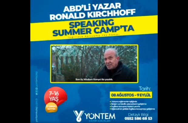 ABD'li yazar Ronald KIRCHHOFF 8 Ağustos'ta başlayacak İngilizce konuşma kampımızda bizlerle. 